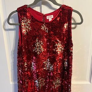 Cat & Jack Red Sequined Snowflake Dress